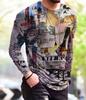 Vintage Punk Street Style Pánská trička s dlouhým rukávem Jaro Podzim 3D tisk Trička pro mladistvou vitalitu Plus velikost 6XL
