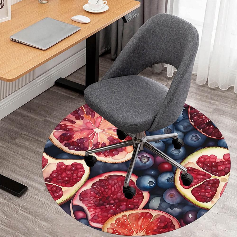 

1pc Pomegranate, Blueberries Round Chair mat Area Rug - Non-Slip, Floor Mat for Office, Bedroom, and Indoor Decor c1125843 80cm by 80cm