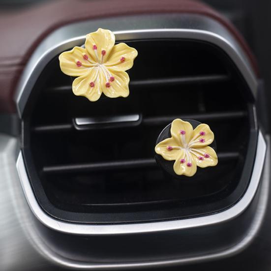 1 Pair Flower Air Vent Clip Peach Blossom Air Conditioning Outlet Clip for Women Girls Cute Car Air Freshener Decor for Interior Accessories