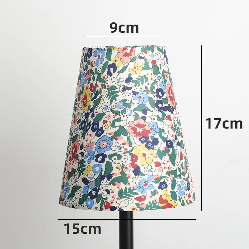 Retro Linen Fabric Floral Pattern Lampshades Pastoral Style Pleated Table Lampshade Bedroom Hotel Bedside Floor Lamp Cover