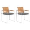 Garden Chairs, with Cushions vidaXL 2 Pcs, Solid Teak and Steel