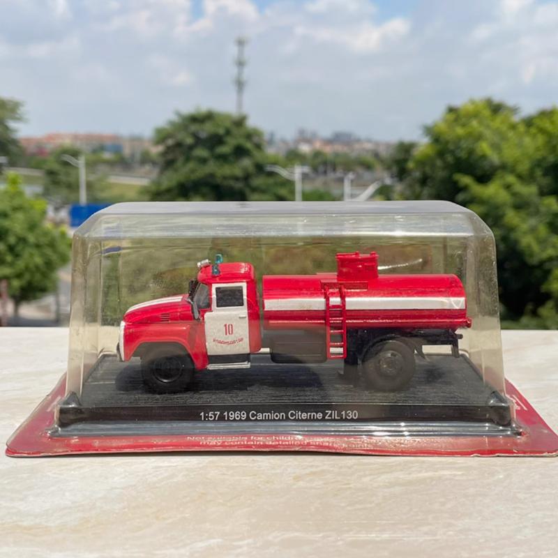 Diecast 1:57 Scale 1969 Camion Citerne ZlL 130 Soviet Alloy Fire Engine Car Model Boy Holiday Gifts Toy Collection Static Show
