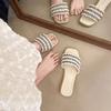 2025 summer new flat-bottomed cool slippers women wear summer women go out to the beach with skirts one-word drag