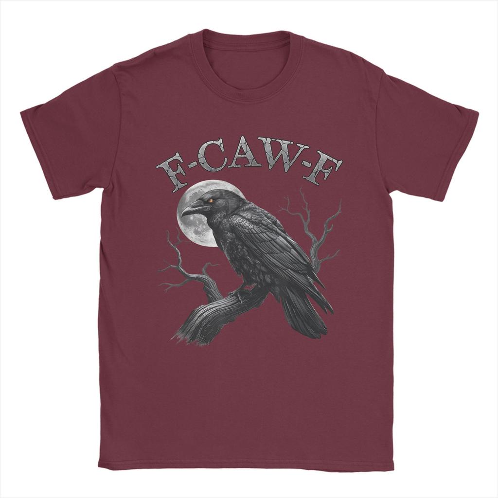 Black Crow F-Caw-F Funny Bird Men T Shirt Moon Gothic Humor Funny Tees Short Sleeve Round Neck T-Shirt 100% Cotton Graphic Merch