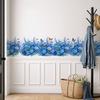 Watercolor Wall Stickers, Blue Flower Butterfly Decals for Bedroom Living Room, Removable PVC Art Decor for Wall Mural