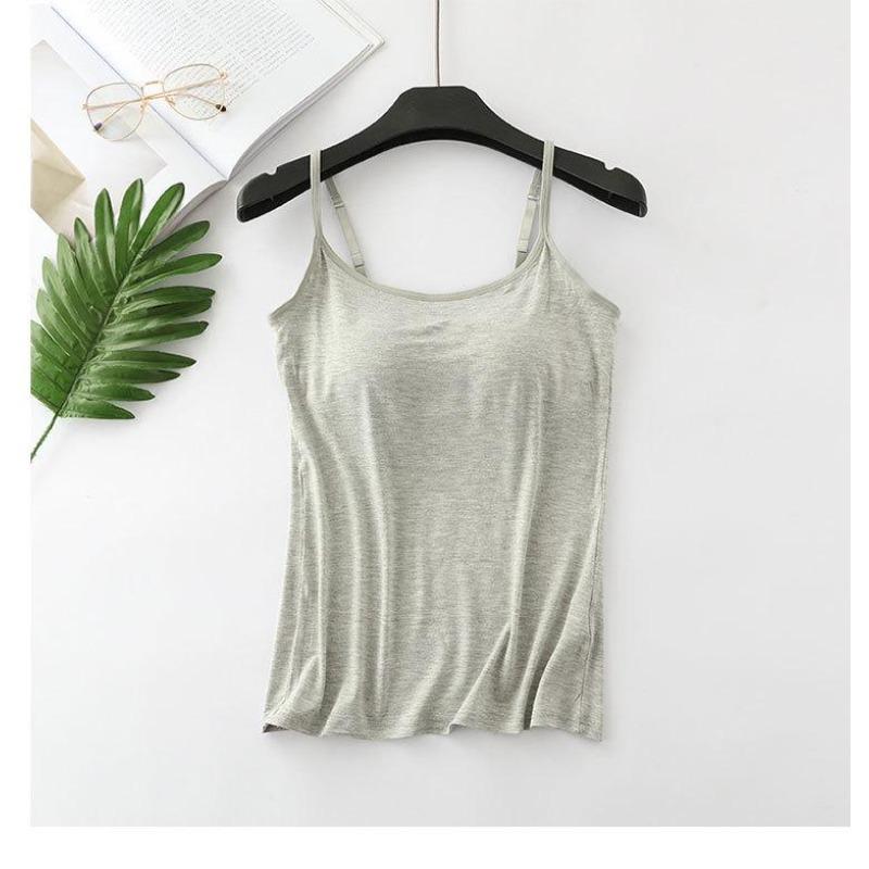 2025 New Modal Female Large Size No Steel Ring Integrated Five-finger Chest Pad Camisole Bottoming Shirt Slim Multicolor