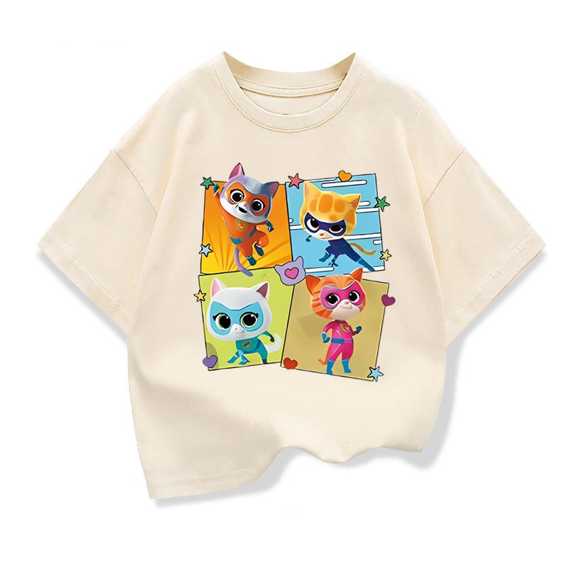 Children's Casual Loose Short-sleeved Top Fashion Crew Neck Print T-Shirts Girls