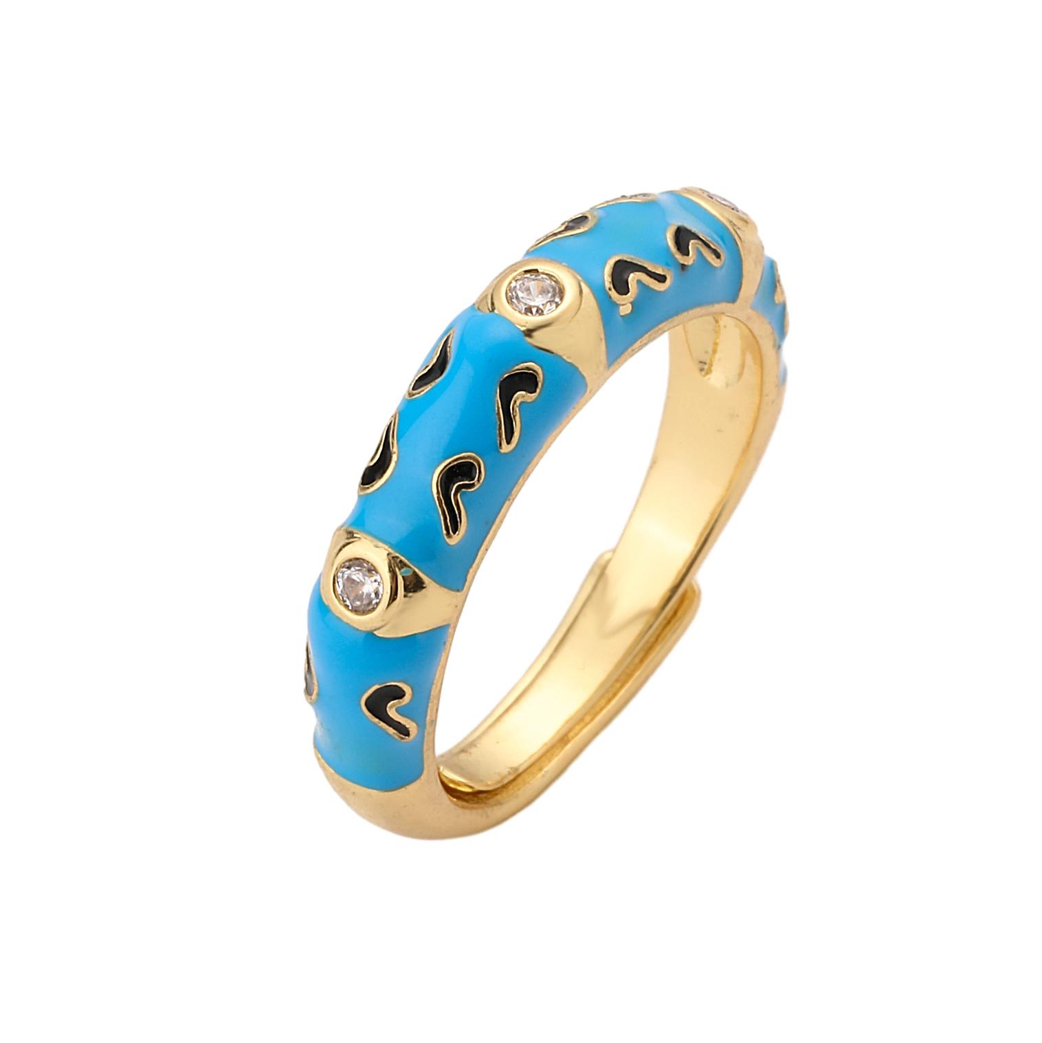 

HECHENG, Rings for Women Colorful leopard print Eternity Ring anillos Gift Fine Zircon Enamel handmade resizable синій