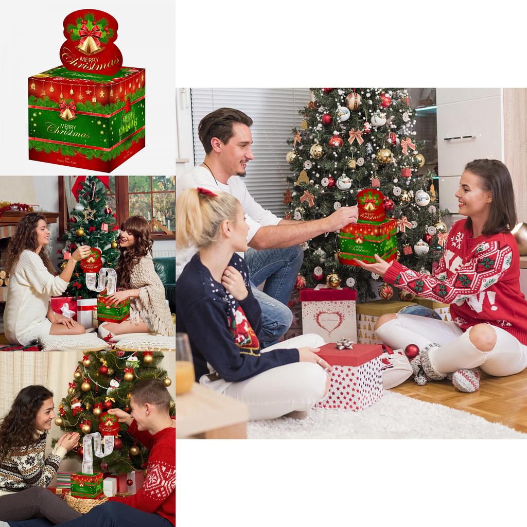 Christmas Themed Bell Pattern Paper Surprise Box For Holiday Parties And Celebrations
