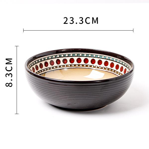 Chinese Ceramic Tableware Creative Hand-painted Soup Bowl Home Fruit Salad Bowl Large Noodle Bowl Restaurant