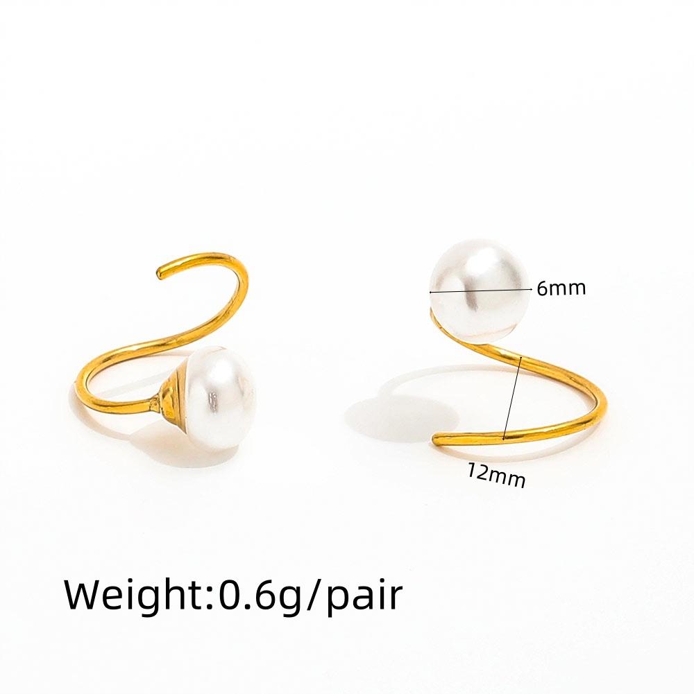 Fenny 18K Gold-plated Waterproof Elegant Screw Flat Freshwater Pearl Hoop Earring Trend for Women Ladies Jewelry