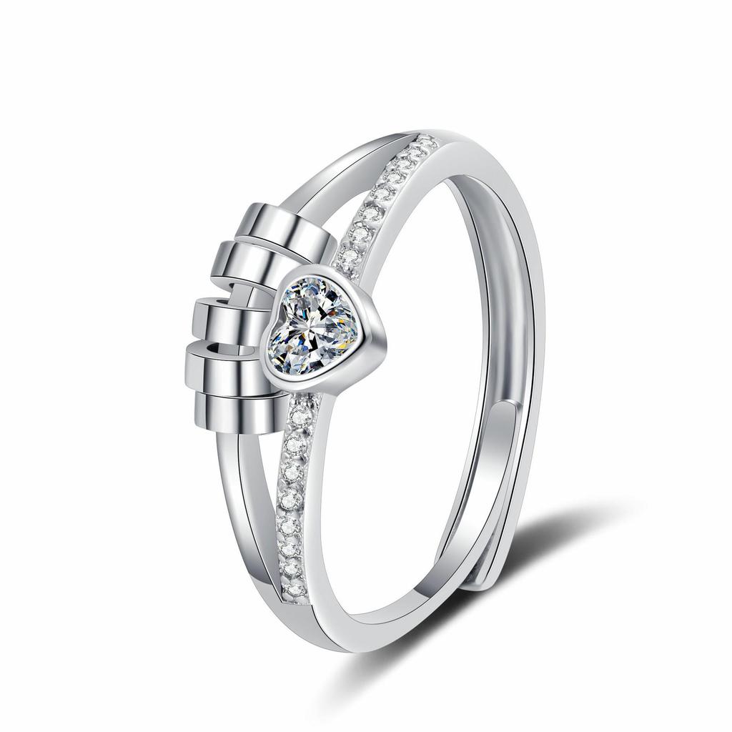 Heart-Shaped Birthstone Spinner Ring - Stress-Relief Roller Ball for Men & Women