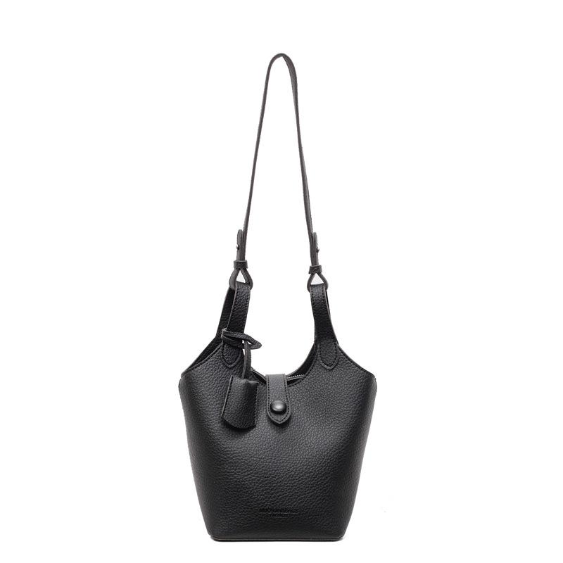 Fashion New Design Korean Simple Lychee Pattern Bucket Bag Women's Commuter Casual Versatile Commuter Messenger Bag