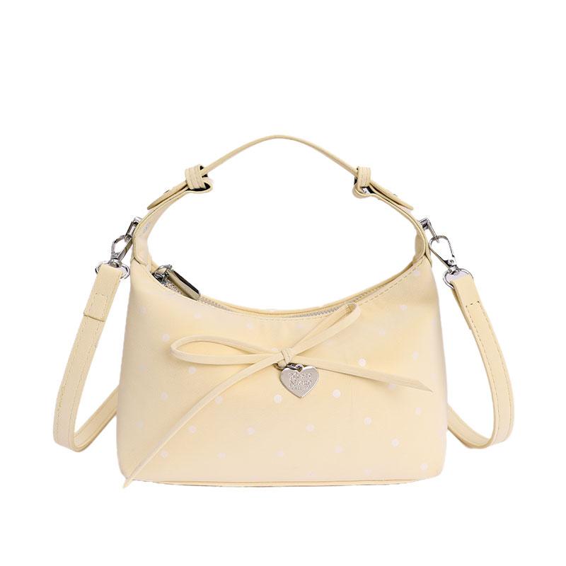 

New Polka Dot Cute Handbag Women s Shoulder Bag with Butterfly Knot Decoration Casual Crossbody Bag for Ladies