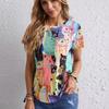 Summer Round Neck Cute Animal Pattern 3D Print Top Fashionable Casual Short Sleeved Women's T-shirts