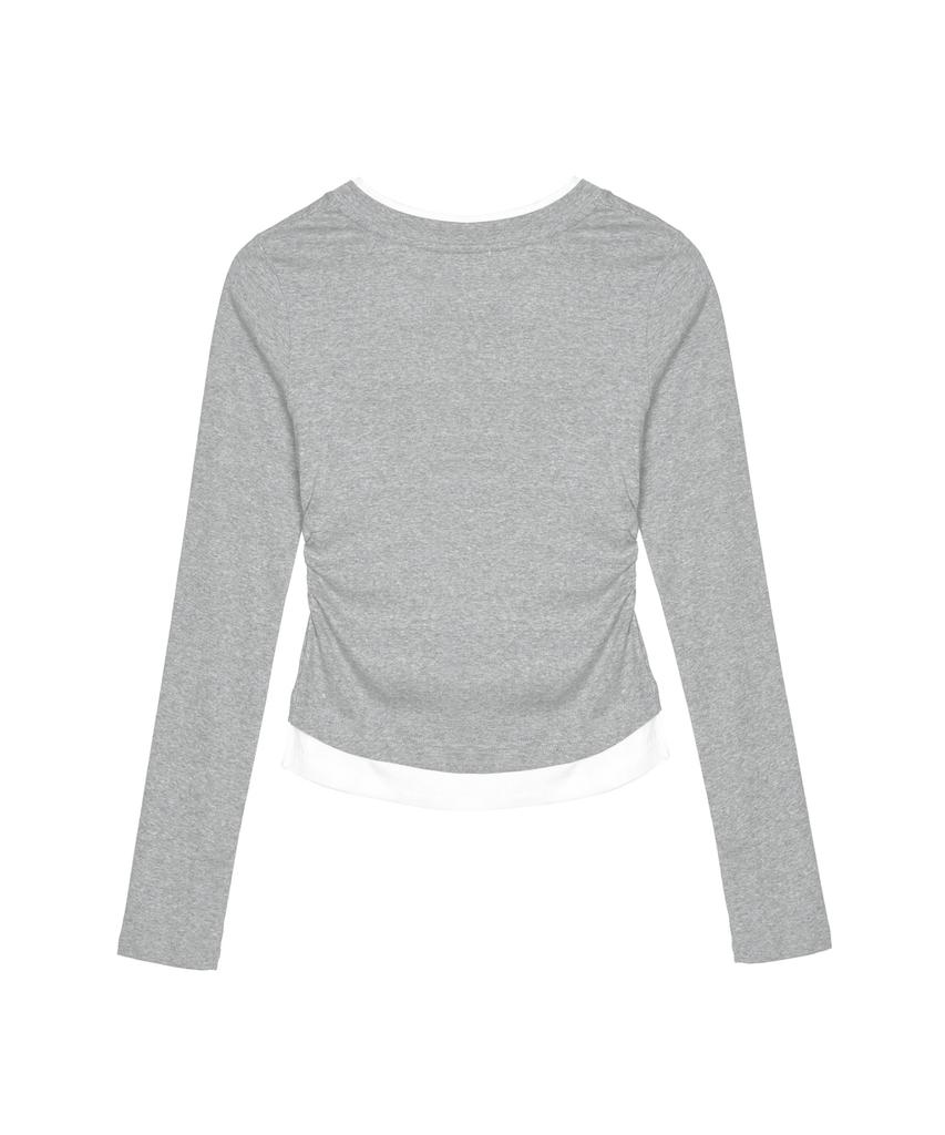 Nigaennikol Shirring Double Layered Top_Gray