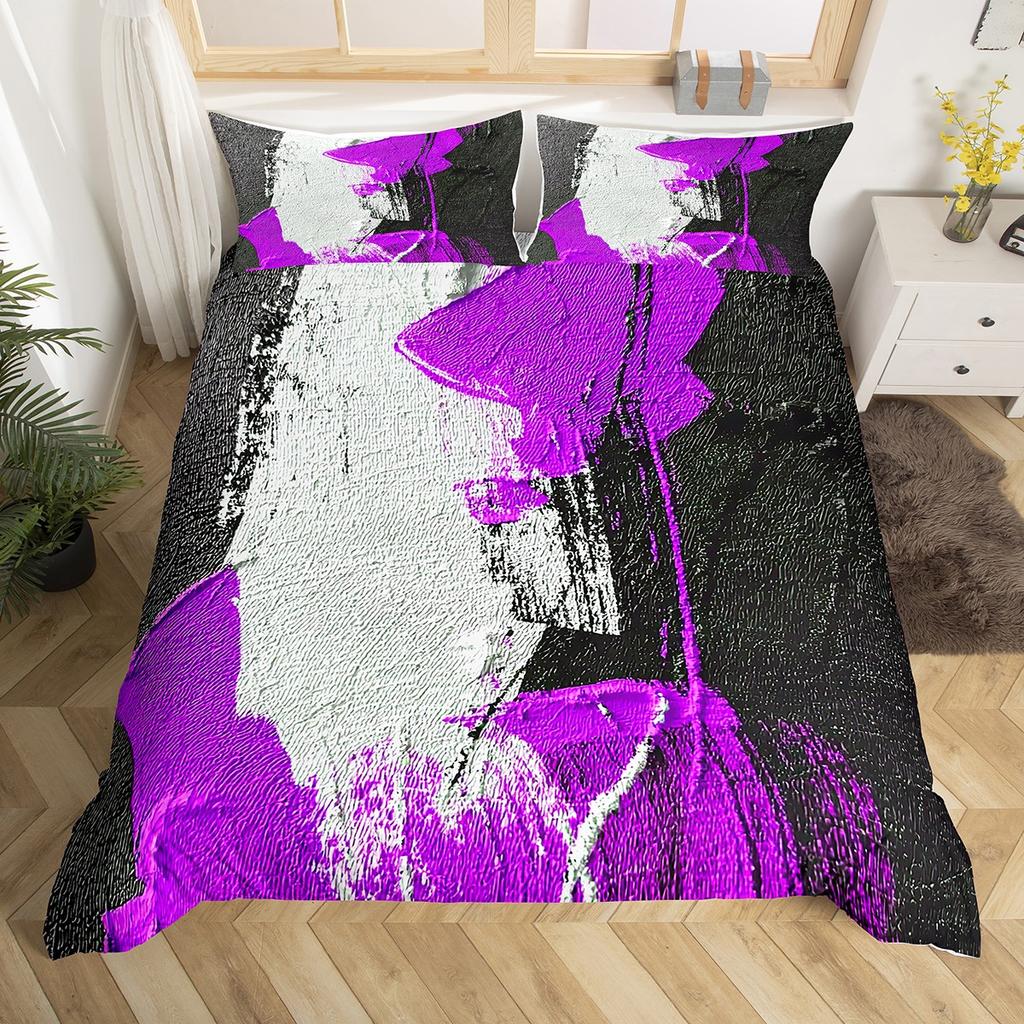 Homewish Pink Oil Printing Duvet Cover SetModern Fashion Artwork Bedding SetTeen Kid Adult Bed Set