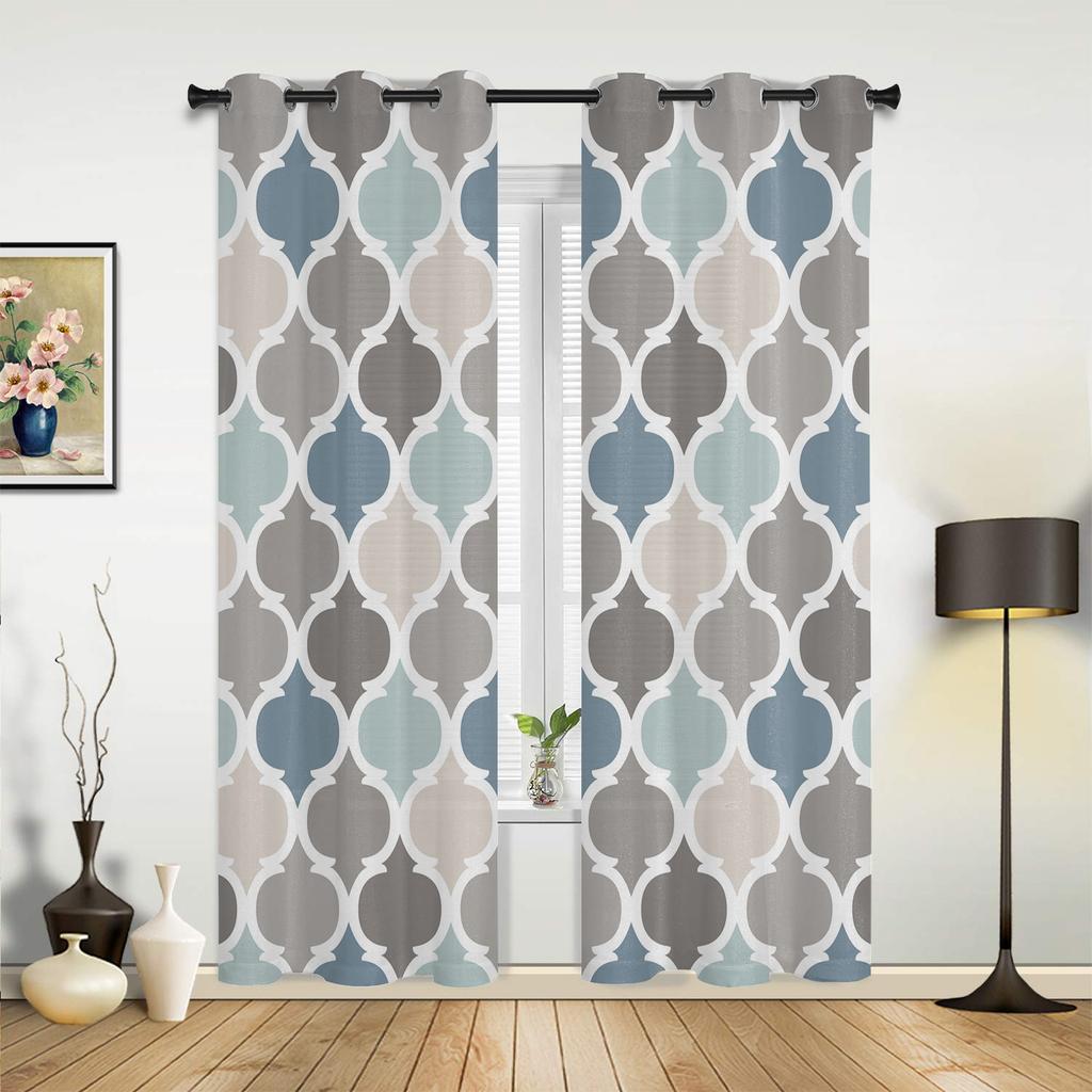 Teal Turquoise Morocco Geometry Curtains for Bedroom Living Room Drapes Kitchen Children's Room Window Curtain Modern Home Decor