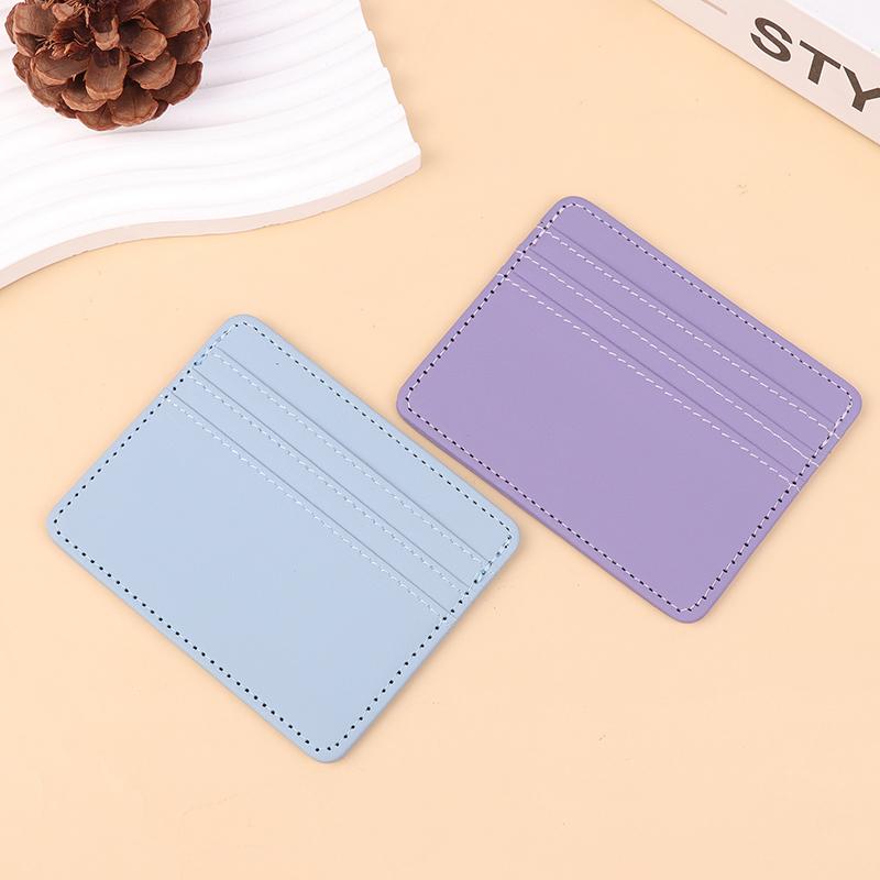 Mini Ultra-Thin Leather Wallet 4 Slots Cardholder Slim Bank Credit Card Holder Men'S Business Small Id Case For Women Purse