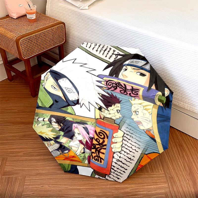 1 PC Automatic Folding Umbrella - Naruto Team Battle Pattern Portable Foldable Design With 8 Ribs Christmas Birthday Gifts
