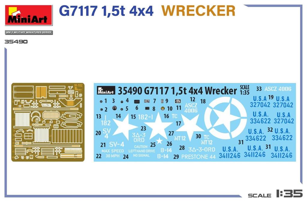 Miniart G7117 4x4 Tow Truck Plastic Model MA35490 1/35 1.5t (Military Vehicle)