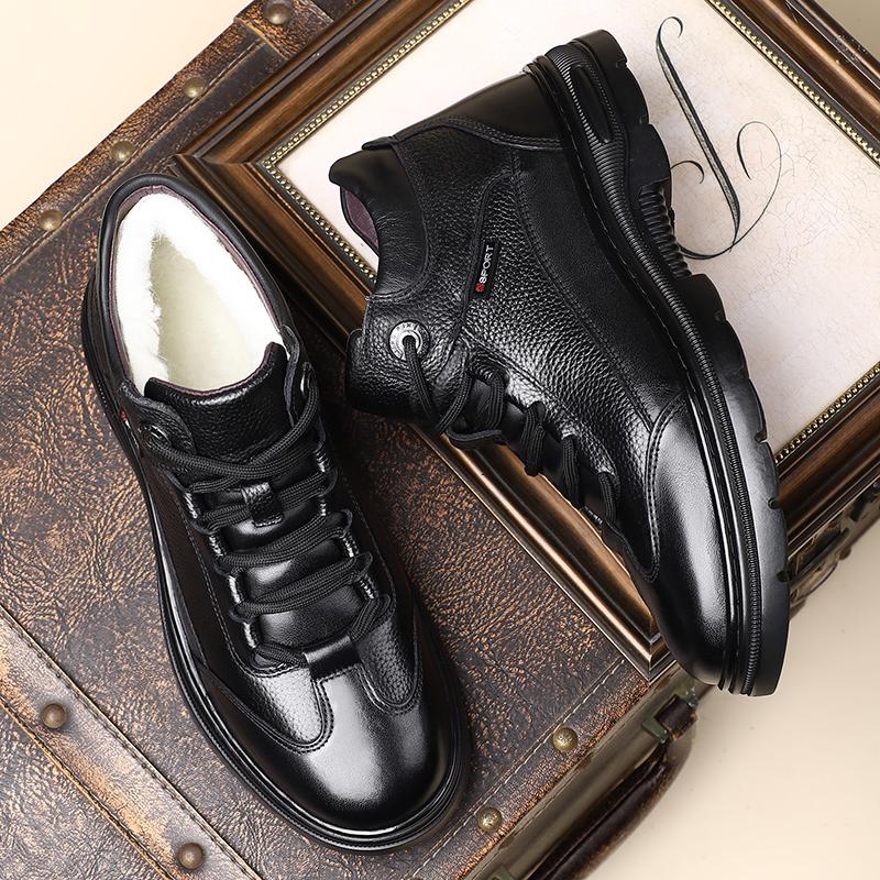 Men Cotton shoes Footwear Winter Plush Snow Work Boots lace up Comfortable Outdoor Casual Shoes Fashion Short Boots men