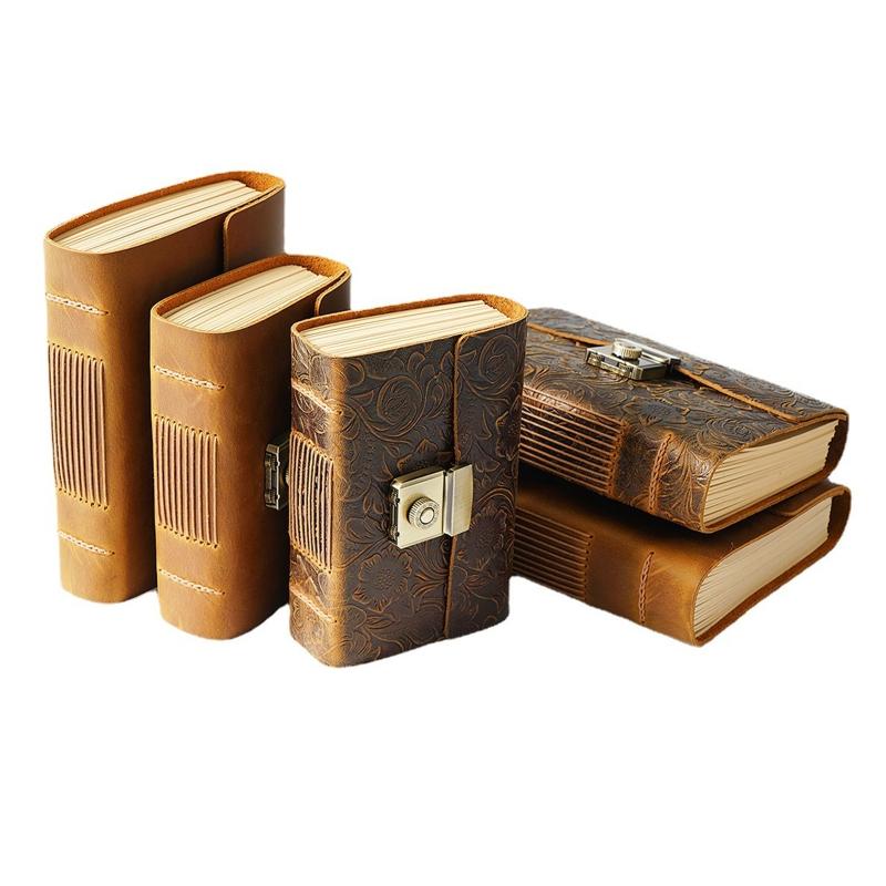 Retro Leather Journey Diary Notepad Journal Planner Notebook with Password Lock for Women Men Kid Artist Writer Present