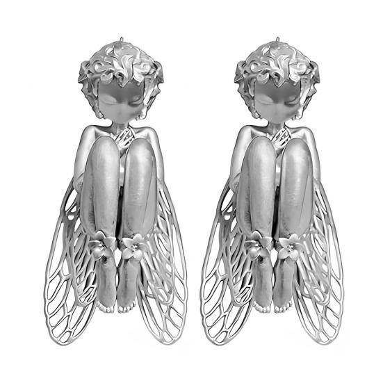 Engel Anhänger Halskette Ruhiges geflügeltes Design mit floralen Verzierungen Gotischer Fantasy Schmuck für den Alltag