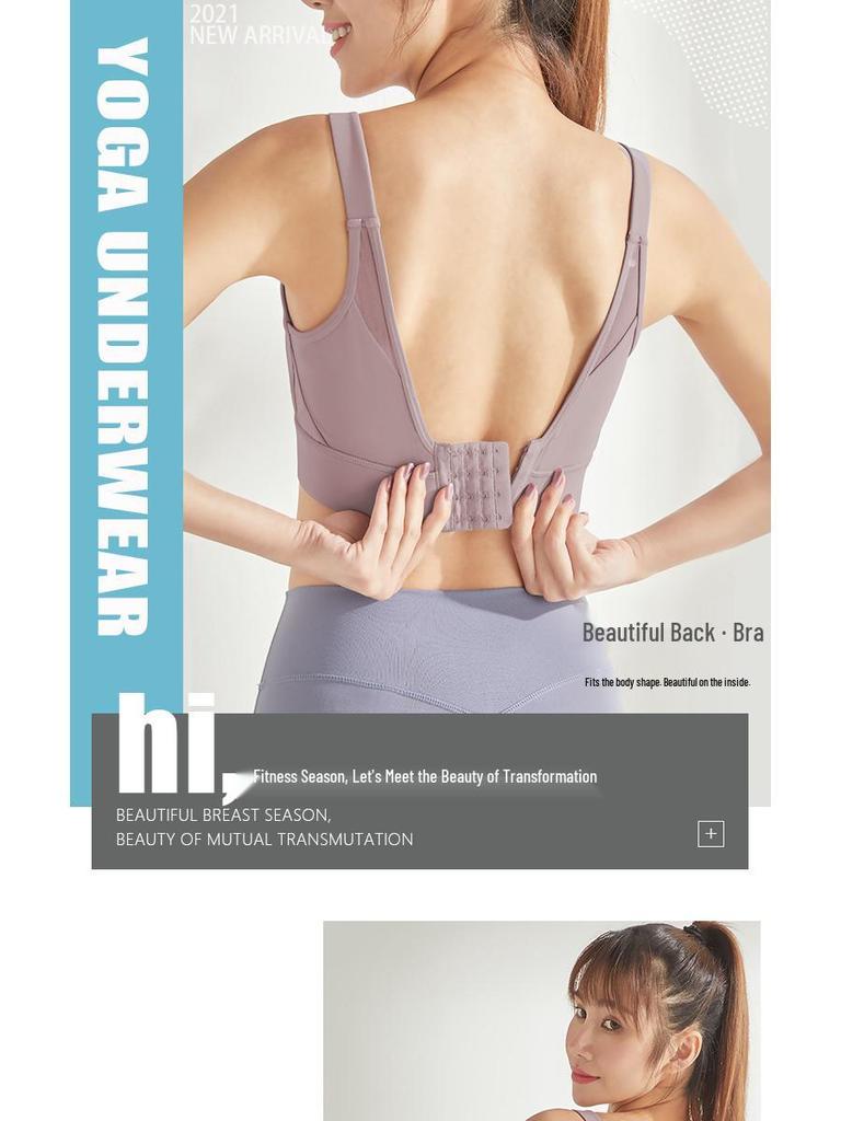 Plus Size High-Impact Sports Bra with Push-Up & Beautiful Back Design - Shockproof, Quick-Dry Yoga Tank Top