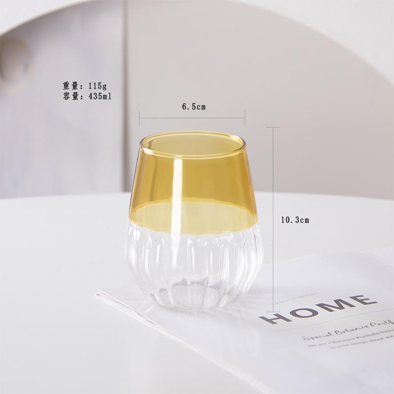 Striped Colorful Glass Breakfast Cup High Borosilicate Heat Resistant Milk Tea Drinking Cup 435ml