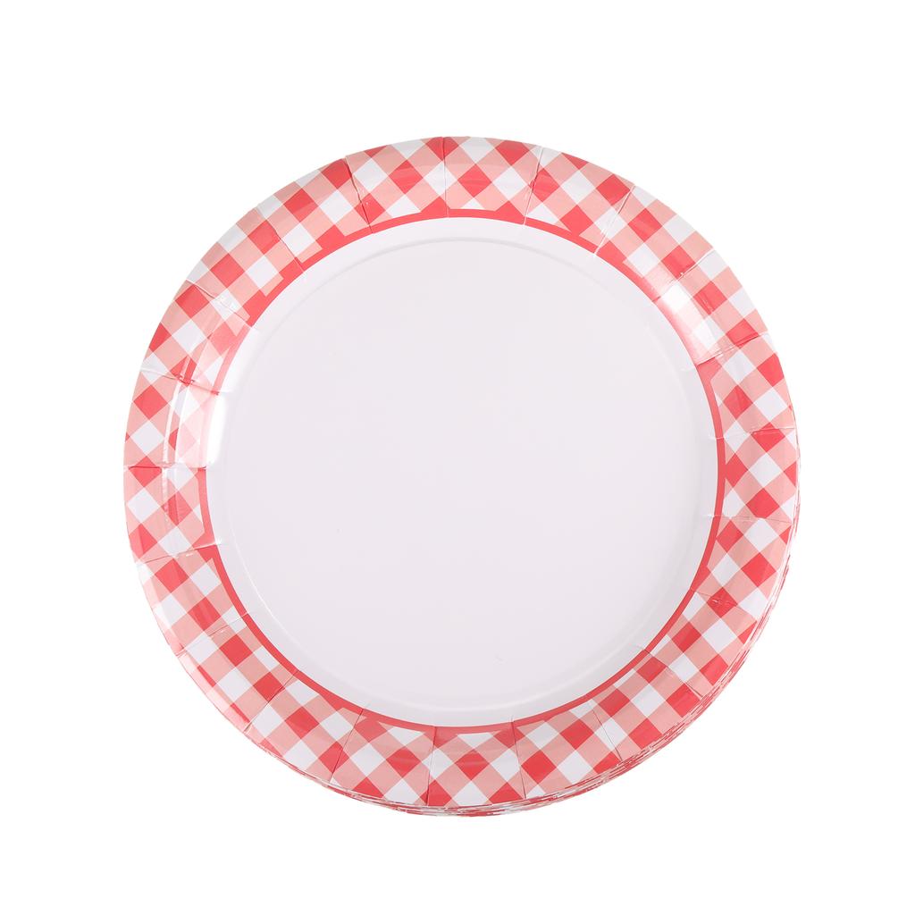 Zářivé vzory a jasné barvy Jednorázové dezertní talíře pro párty potřeby Papírové talíře Gingham