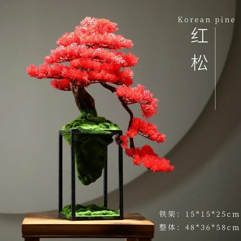 Chinese-style simulation plant bonsai indoor welcoming pine green plant potted fake tree micro-landscape decoration decoration