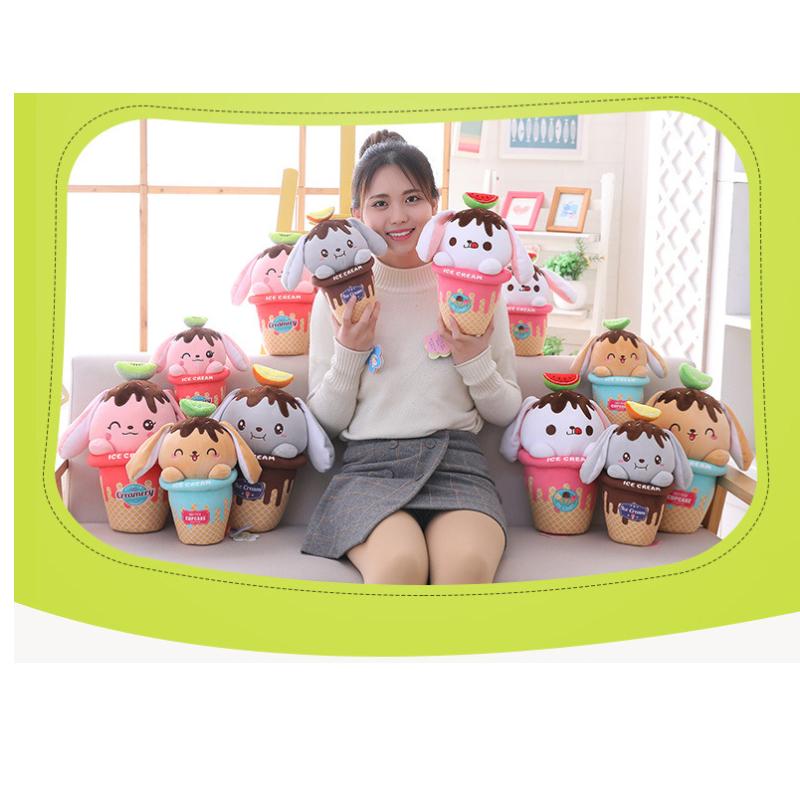 Ice Rabbit Cream Plush Toy Cute Doll Soft Stuffed Decor Birthday Gifts Kids Girl