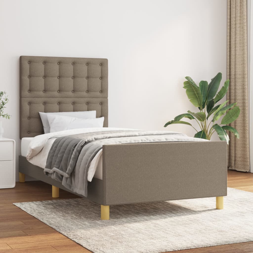 Vidaxl Rama Łóżka Z Zagłówkiem, Taupe, 80X200 Cm, Obita Tkaniną