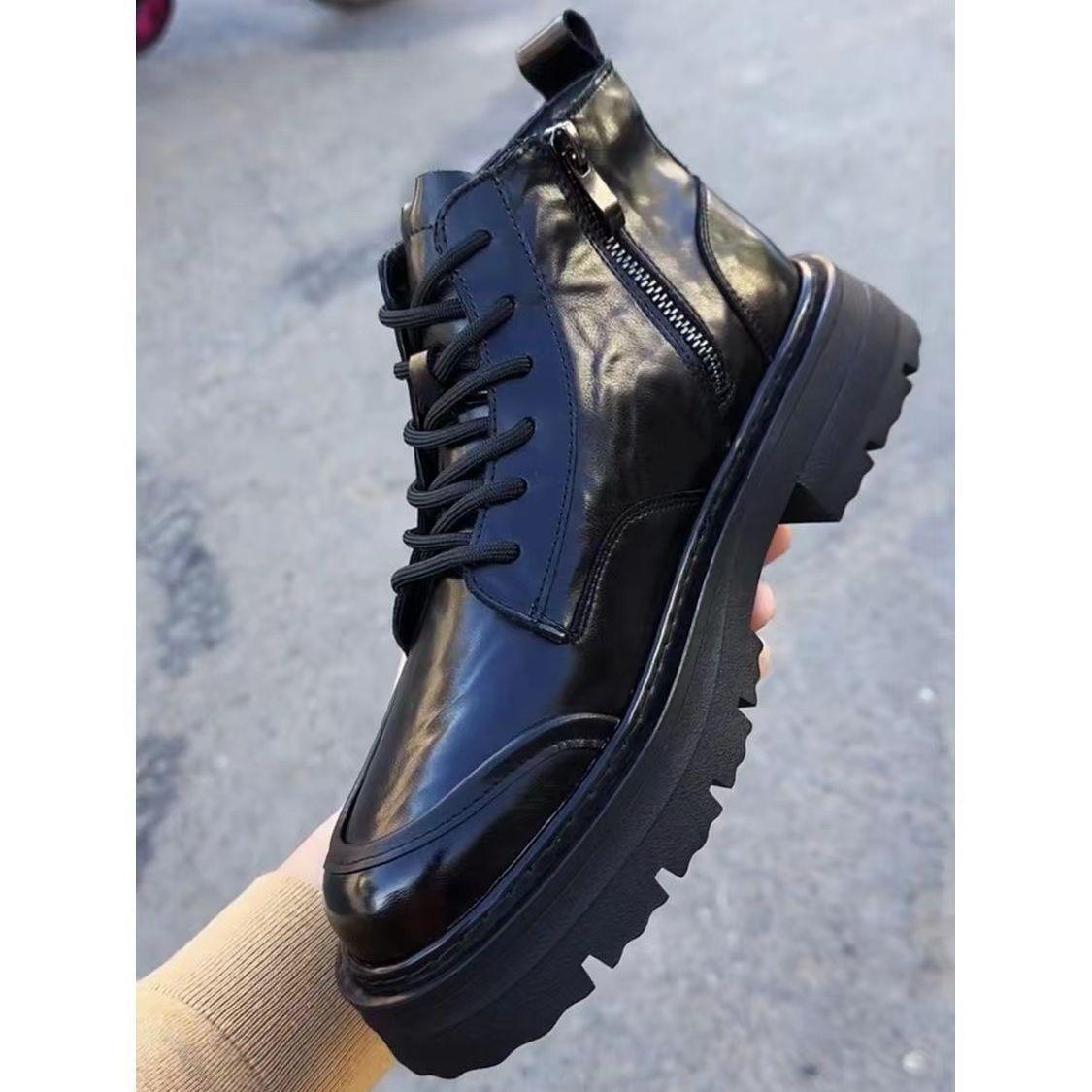 

2025 Men s Fleece-lined Leather Slip-On Winter Business Casual Boots 42