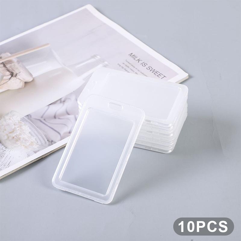 10Pcs New Plastic Card Sleeves With Lanyard Transparent Id Card Protective Cover Student Id Bus Card Holder