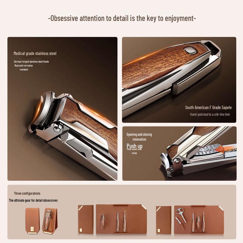 Seesoo Sapele Wood 5-Piece Nail Care Set