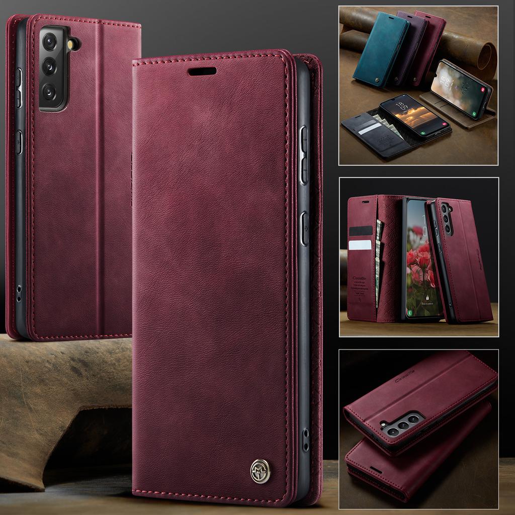 For Samsung Galaxy S21+ 5G Case CASEME 033 Series RFID Blocking Wallet Stand Calf Texture Leather Phone Cover