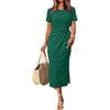 Women's Fashion Summer Spring Solid Color Print Sleeveless O-Neck High Waist Casual Dresses