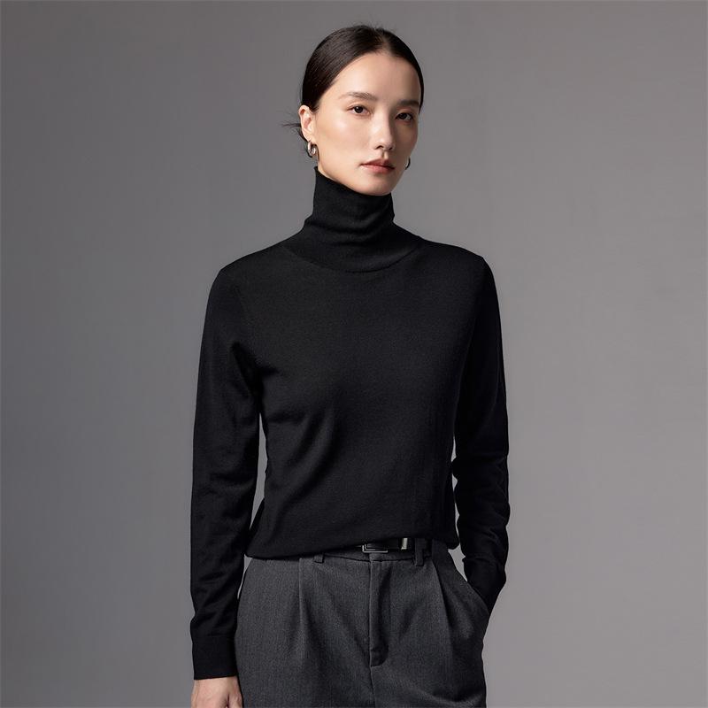 Elegant High Neck Women's Merino Wool Sweater - Ultra-Fine Knit, Autumn 2026