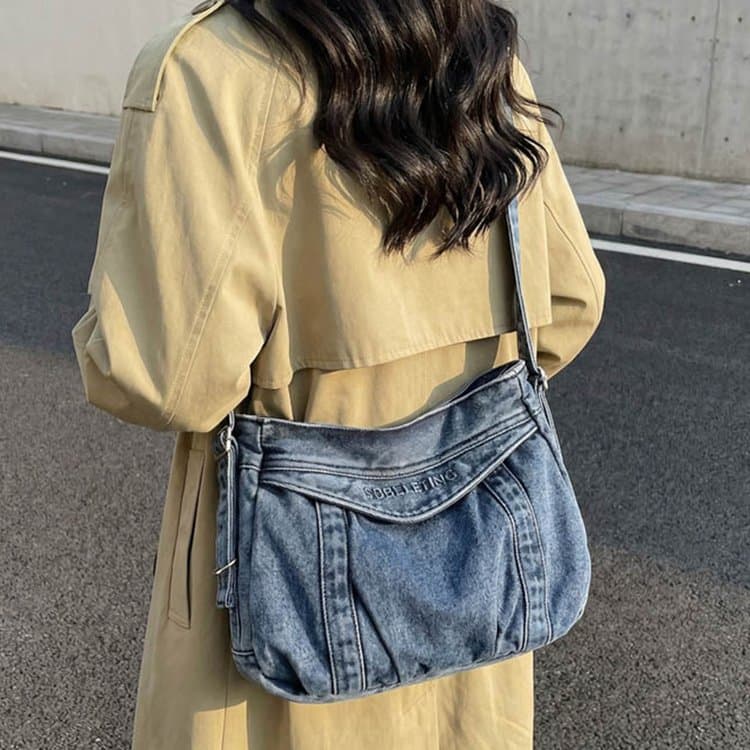 Retro old denim armpit bag women's shoulder messenger bag