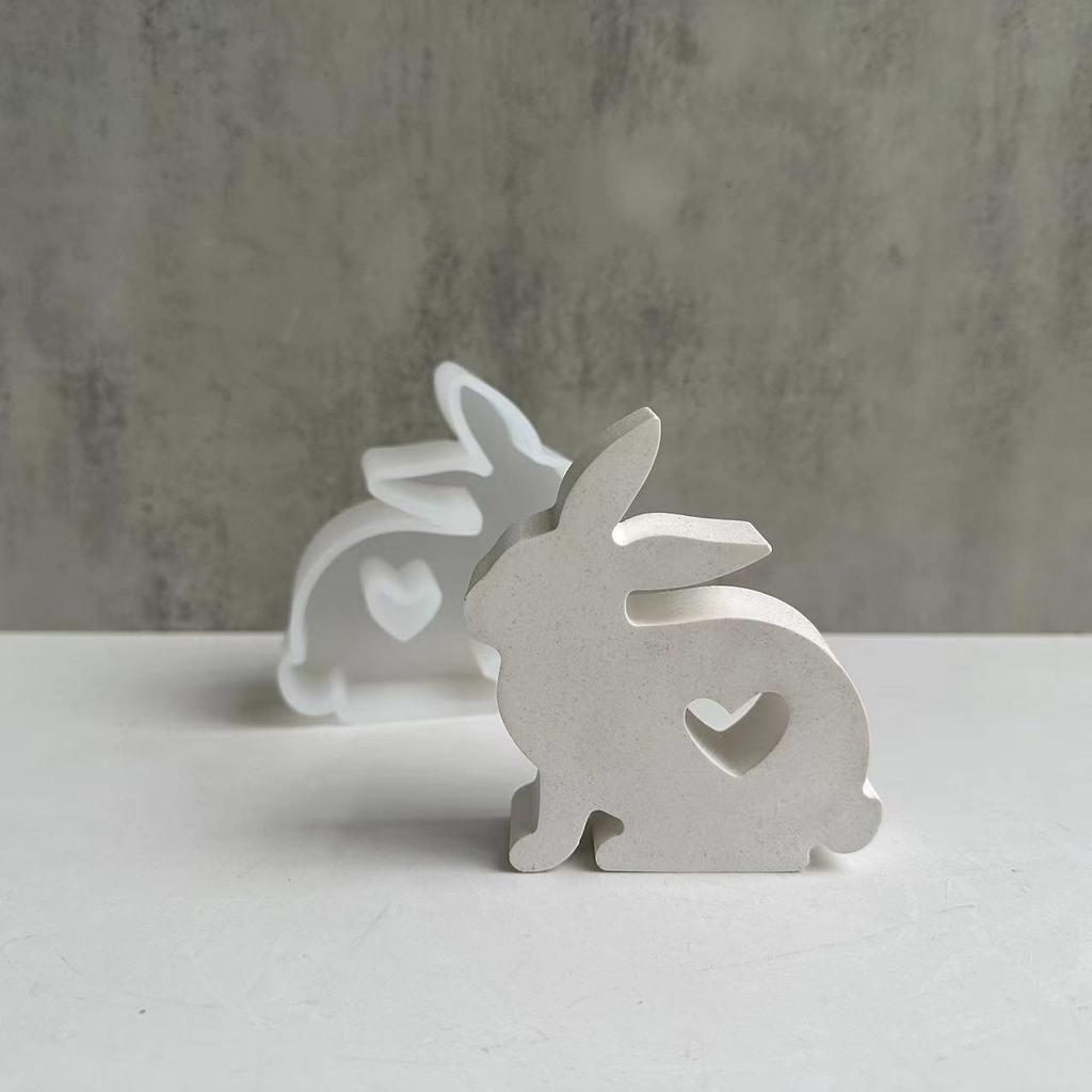 Easter Series Cute Rabbit Candle Silicone Mold Gypsum Car Mounted Incense Expanding Gypsum Decoration Mold Easter Aromatherapy Candle Mold