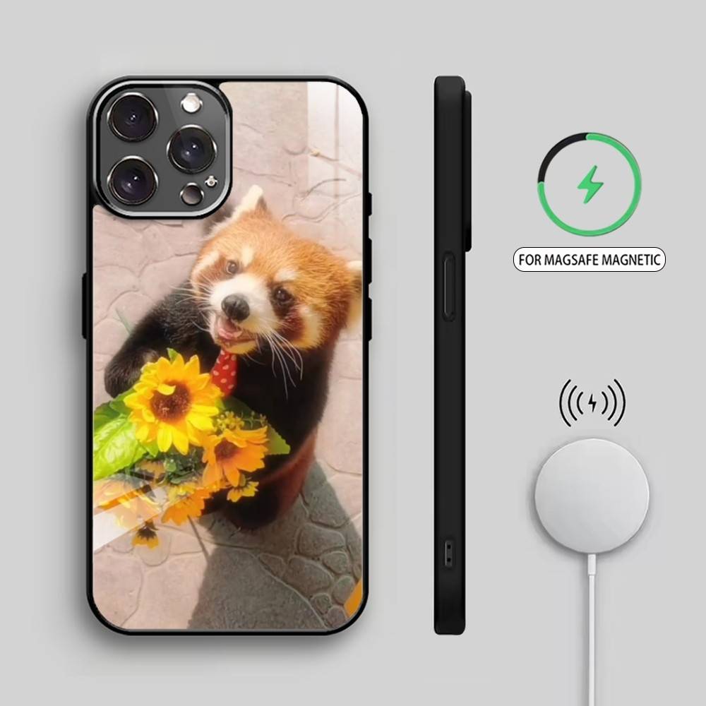 B-Beyond Cute Western Red Panda Phone Case For iPhone17,16,15,14,13,12,11 Plus,Pro Max Magnetic For Magsafe Wireless Charging