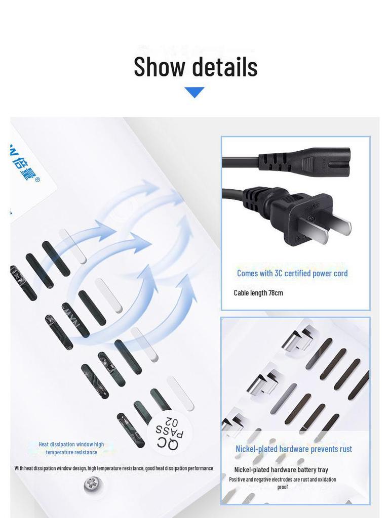 Smart Double Battery Charger No. 5/7: 6-Slot 1.2V AA Rechargeable Battery Charger with Adaptive Lighting
