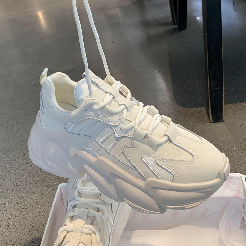 Women's New Sneakers 2024 Spring Autumn Fashion Thick Base Black Outdoors Sports Running Fitness Walking Shoes Luxury Designer