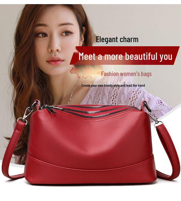 Elegant Women's Soft Leather Large Capacity Crossbody Bag 2025 - Chic Handheld Tote for Commuting Moms