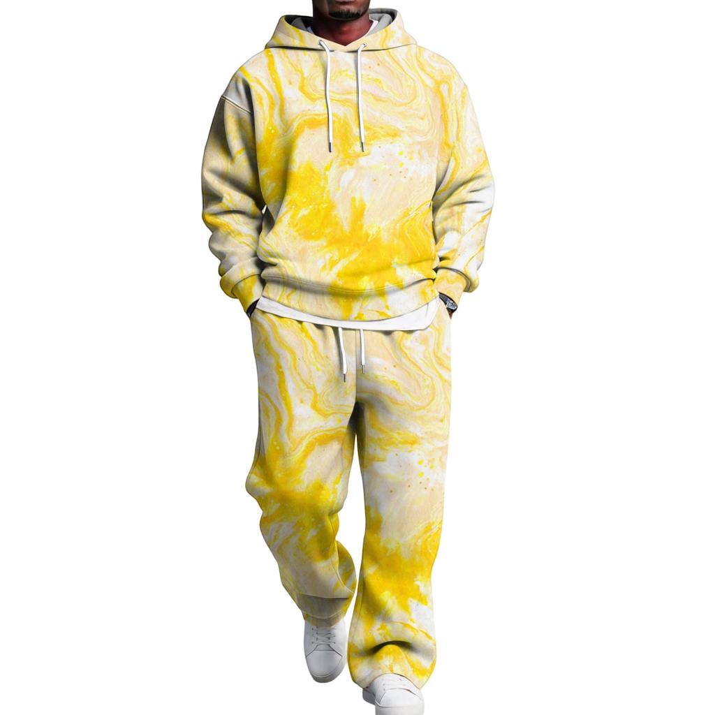 Men's Hoodie and Sweatpants Set with Elastic Waist, Casual Two Piece Outfit