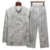 Spring/Autumn Men's Lightweight Ice Silk Tang Suit Set Long Sleeve for Middle-aged and Elderly Fathers