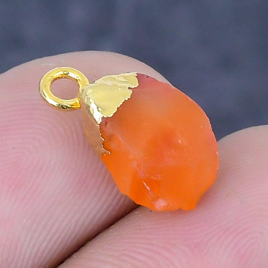 Carnelian Rough Gemstone 925 Sterling Silver Jewelry Pendant 0.59"