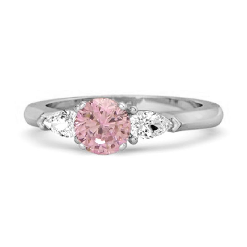 

Pink Topaz Three Stone Pear Accent Ring - Sterling Silver 11 біле золото кольору